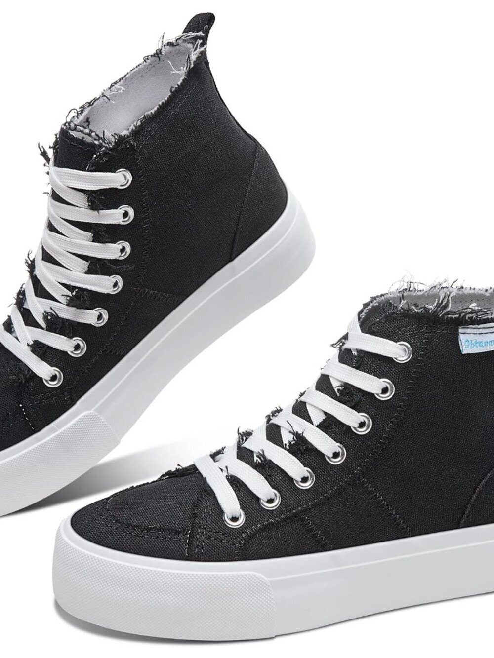Women's Black Monochrome Mid Calf Play Canvas Comfortable Fashion Sneakers Shoes